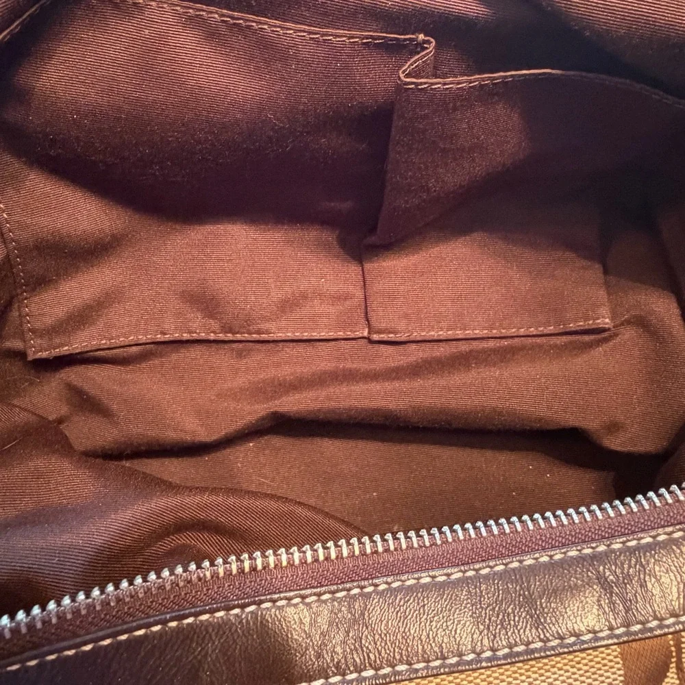 Coach Brown Signature Canvas Shoulder Bag with Dark Brown Leather Trim - Picture 6 of 7